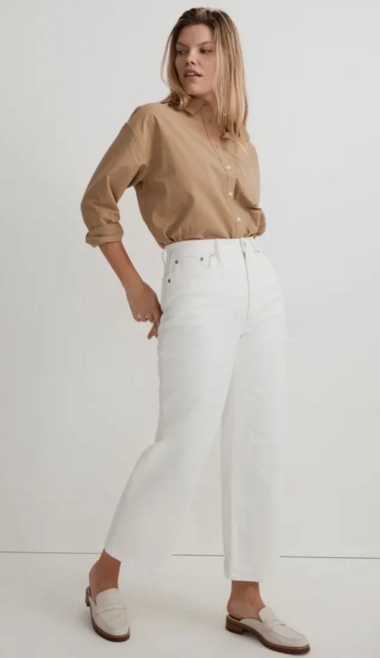 Madewell NEW Women’s The Perfect Vintage Wide Leg Crop Jeans Tile White size 31